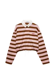 Поло в полоску с длинными рукавами Prada, розовый