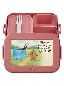 Mr. & Mrs. Panda Дизайн бенто-бокса в виде кофейных зерен с надписью пастельно-красного цвета