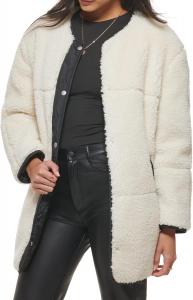 Женское пальто Levi's средней длины из шерпы с двусторонним кроем, Camel Color Block