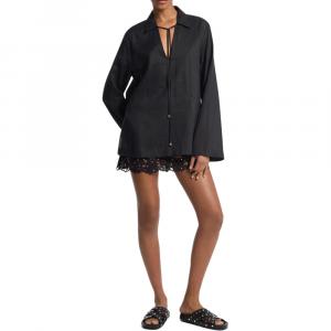 Блузка с разрезом на горловине MICHAEL KORS, черный