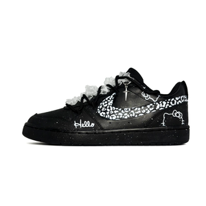 Nike Кроссовки Court Borough Lace Kitten, Cute, Cute Pet Design, синтетическая кожа, устойчивые к истиранию и скольжению, низкие