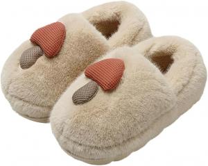 Милые женские домашние тапочки-зимние плюшевые тапочки-башмачки на щиколотку, мягкие пушистые спальневые тапочки с нескользящей подошвой Hzxsny, Beige