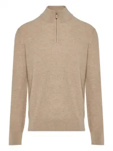Свитер с воротником на молнии Zegna, бежевый