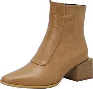 Женские повседневные ботильоны на массивном каблуке с молнией XIEPP, Yellow