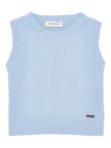 Топ в рубчик с логотипом Monnalisa, синий