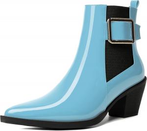 Женские ботильоны MODENCOCO с застежкой на ремешок на щиколотке, вечерние, с модной пряжкой, остроконечным носком, массивным низким каблуком 2,5 дюйма