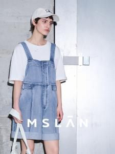 Комбинезон джинсовый MSlan с декоративным поясом, хаки