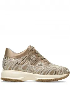 Кроссовки Interactive с цветочной вышивкой Hogan, нейтральный