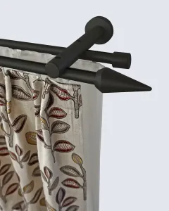 Карниз для штор GARESA "АГРОС", 2 направляющие, желаемая длина, комплект для штор, простой в установке, выдвижной, настенное крепление, наконечник 360 см, Ø 20 мм, черный