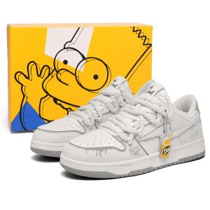 The Simpsons Износостойкие легкие дышащие лоу-топ скейтбордские кроссовки унисекс белые, цвет White