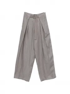 Брюки с полосатым принтом и поясом Eleh, серый