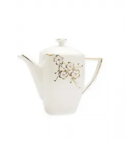 Диспенсер для молока с цветочным рисунком и ручкой Classic Touch, белый