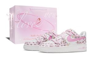 Кроссовки Air Force 1 Leopard Abrasion Resistant Low top Skateboard Shoes женские Nike, розовый