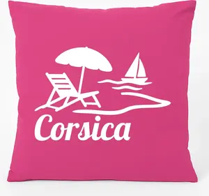 Подушка для дивана Huuraa Corsica France, подарочная, 40x40см, с наполнителем из хлопка цвета фуксии, сувенир из Корсики Hellweg Druckerei