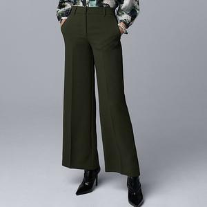 Женские брюки широкого кроя из люксового крепа Simply Vera Vera Wang, Carrington Olive