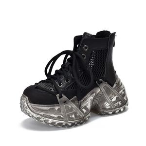 Женские повседневные кроссовки mid top с амортизацией, износостойкие, на платформе VAEL, черный