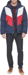 Мужской стеганый жилет с воротником-стойкой Tommy Hilfiger Mens, Midnight/Ice/Red Puffer