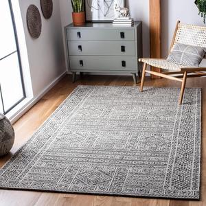 Ковер SAFAVIEH, 153 x 244 см, Abstract Collection, Grey & Black, ручной работы из шерсти, идеален для помещений с высокой проходимостью в гостиной, спальне (ABT967F)