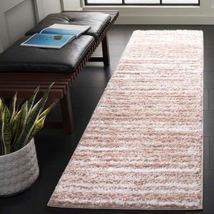 Ковер SAFAVIEH, 67 x 244 см, Rumi Shag Collection, цвет Ivory/Beige, геометрический рисунок, идеален для помещений с высокой проходимостью: гостиная, спальня, столовая (RMS110B)