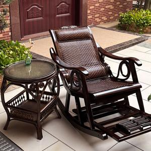 Yu Senyi Кресло-качалка из ротанга shuangpin xiaoyao 3, цвет coffee, с кофейным столиком