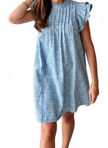 Синее платье с защипами Voy