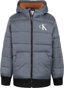 Плотная куртка Calvin Klein для мальчиков с капюшоном и флисовой подкладкой, Bubble Dark Grey 04