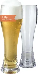 Бокалы для пшеничного пива Milano, набор из 2 шт., изготовлены из поликарбоната, 500 мл, ударопрочные, без бисфенола А, легкие, идеально подходят для кемпинга, пикников, фестивалей, активного отдыха, пшеничное пиво, Hefeweizen Moritz