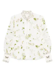 Льняная рубашка с цветочным принтом Camilla, белый