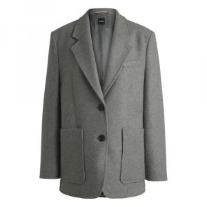 Блейзер свободного кроя из меланжевой шерсти BOSS, серебряный