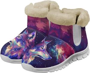 Женские зимние ботинки chaqlin Wolf Snow, высокие до щиколотки, модные, с мягким флисовым утеплителем, уютные с плоским каблуком, легкие, повседневные, для работы, прогулок и походов, фиолетовый