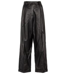 Кожаные брюки с высокой талией Marni, Coal