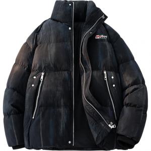 Пуховик Unisex Stand Collar утепленный стеганый WARRIOR, черный (diy badge)