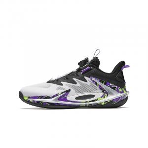 Стингер устойчивые к скольжению, износостойкие, дышащие, поддерживающие низкие детские баскетбольные кроссовки Antakids, anta белый/черный