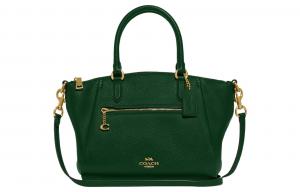 COACH Сумка через плечо Elise Polished Grained Leather, кросс-боди, женская, средний размер, темный сосновый зеленый