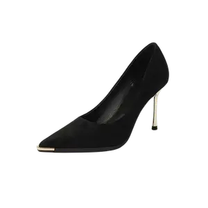 Alxnan Тонкие каблуки на шпильке женские черные с позолотой, цвет Black Gold-Plated