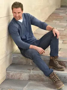 Marco Donati Свитер с V-образным вырезом "V-Sweater", джинсовый