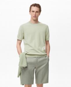 Мужская хлопковая футболка тонкой вязки MANGO, Green Apple