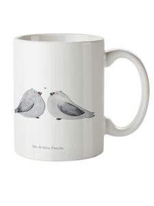 Детская кружка с горлицами и любовным мотивом, без слов, белого цвета Mr. & Mrs. Panda