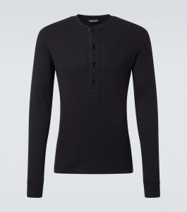 Рубашка хенли из хлопкового джерси Tom Ford, черный