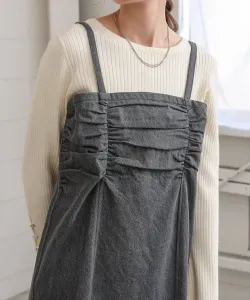 Джинсовое платье-комбинация со сборками