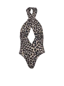 Слитный купальник с леопардовым принтом Balmain, мультиколор