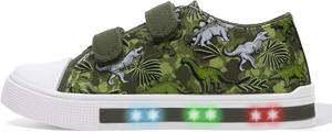 Кроссовки EUXTERPA для малышей с подсветкой, повседневные детские тканевые обувь с регулируемым ремешком для девочек и мальчиков, Jungle Dinosaur