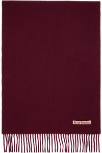 Acne Studios Узкий шерстяной шарф с бахромой бордового цвета