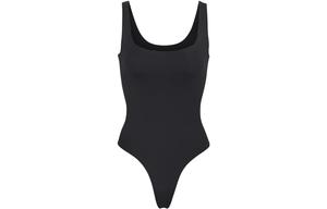 Слитный комбинезон с круглым вырезом SKIMS Essential Scoop Neck Bodysuit женский черный агат оникс