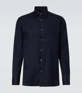 Хлопковая рубашка с добавками Zegna, Navy Blue