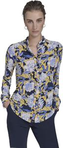 Женская блузка Tommy Hilfiger с длинным рукавом, застежкой на пуговицы и оборками, Deep Maize Multi