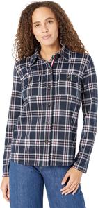 Женская трикотажная куртка-рубашка Tommy Hilfiger, Hillside Plaid/Sky Captain/Crimson