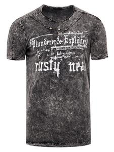 Выцветшая футболка с принтом спереди черного цвета Rusty Neal