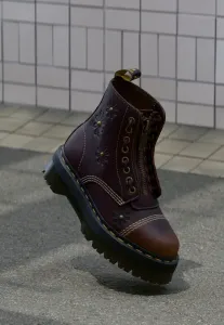 Ботинки sinclair flower с 8 люверсами и шнуровкой, ботильоны. Dr. Martens, Dark Brown Grizzly