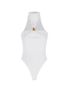 Боди на шее с кольцом Elisabetta Franchi, белый